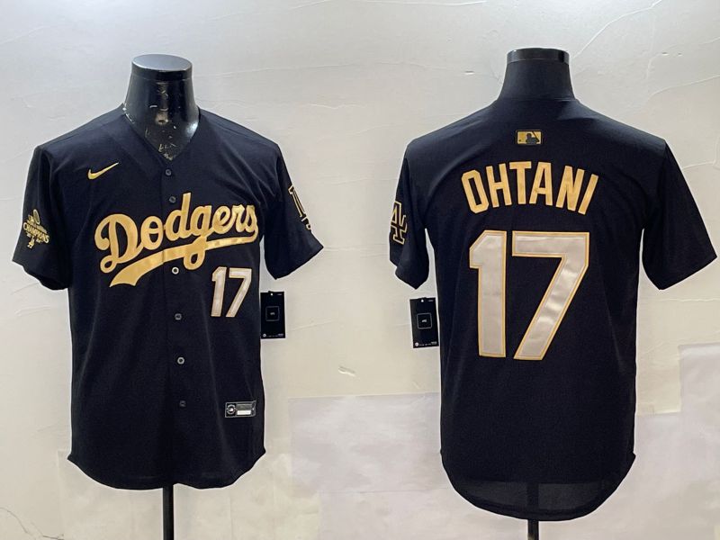 Men Los Angeles Dodgers 17 Ohtani Black Gold Game 2025 Nike MLB Jersey style 02255